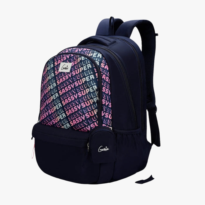 Genie Sass Laptop and Raincover Backpack - Navy Blue (19")