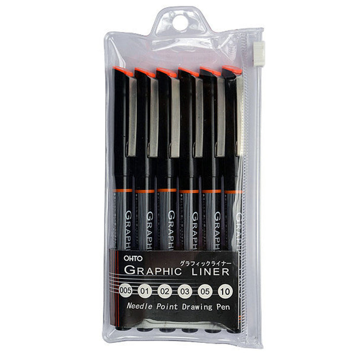 Ohto Graphic Liner Needle Point Fine Liner Set of 6