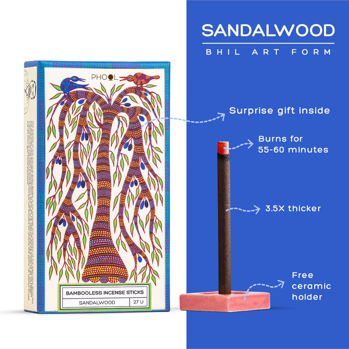 PHOOL - Bambooless Incense Sticks - Sandalwood (27U)