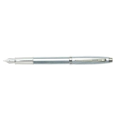 sheaffer-100-9306-brushed-chrome-fountain-pen-with-chrome-trims-open-view