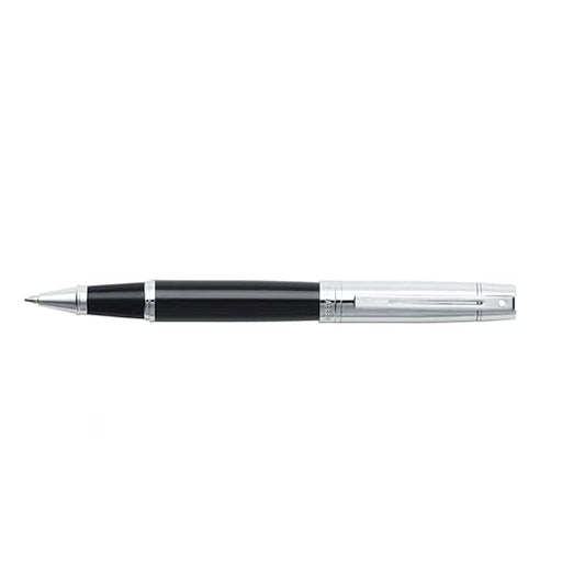 sheaffer-300-9314-glossy-black-barrel-chrome-cap-rollerball-pen-side-view