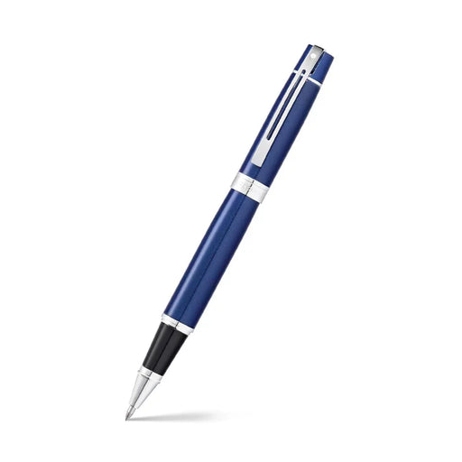 sheaffer-300-glossy-blue-with-chrome-trims-rollerball-pen-9341-open-view