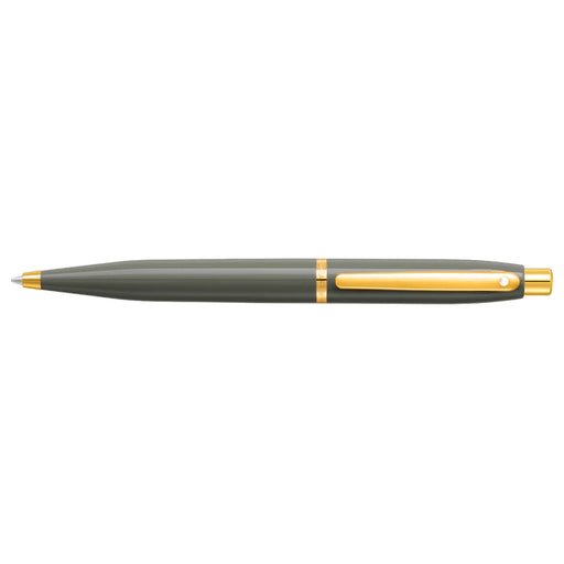 sheaffer-vfm-9427-glossy-light-gray-ballpoint-pen-with-pvd-gold-tone-trim-side-view