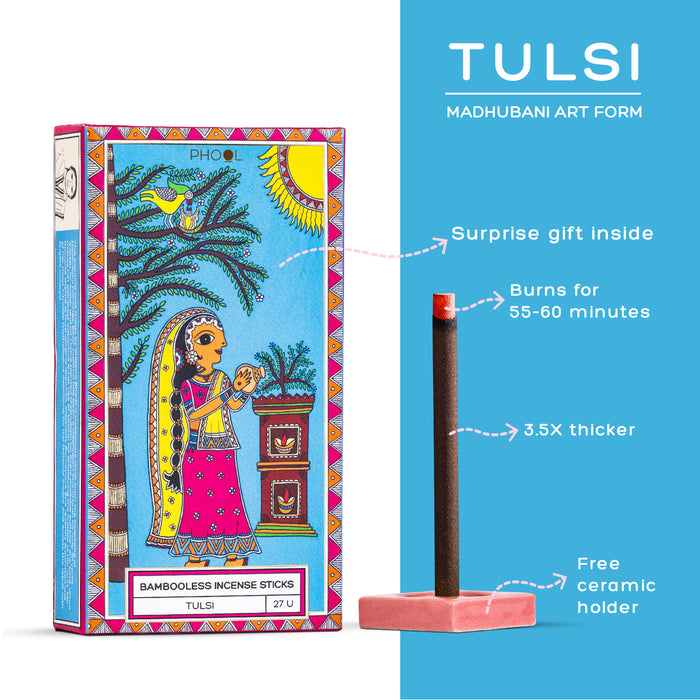 PHOOL - Bambooless Incense Sticks - Tulsi (27U)