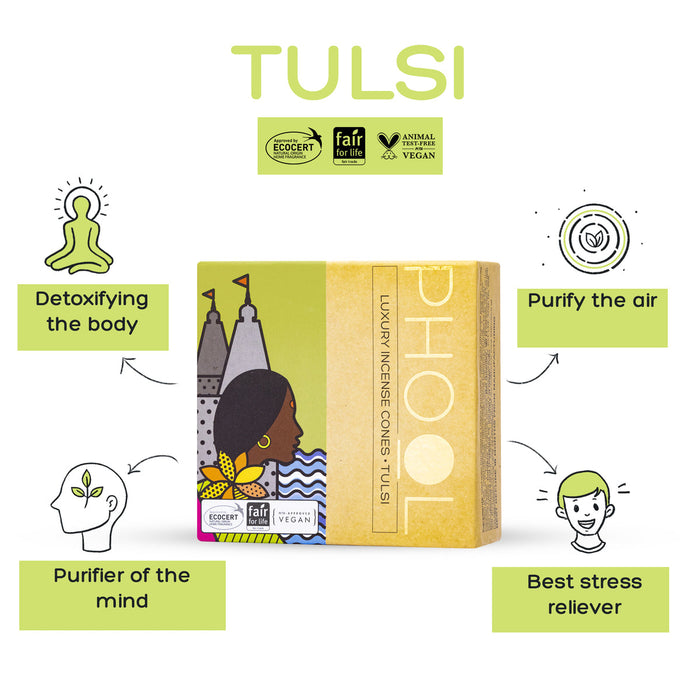 PHOOL - Natural Incense Cones - Tulsi (40U)