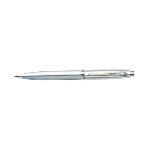 sheaffer-9306-100-ballpoint-pen-brushed-chrome-with-chrome-plated-trim-side-view