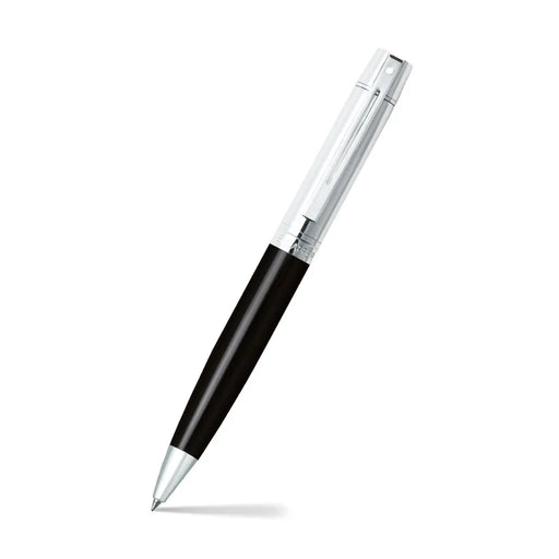 sheaffer-300-9314-glossy-black-ballpoint-pen-with-chrome-cap-and-chrome-trim-open-view