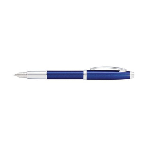 sheaffer-100-9339-glossy-blu-with-chrome-trim-fountain-pen-side-view