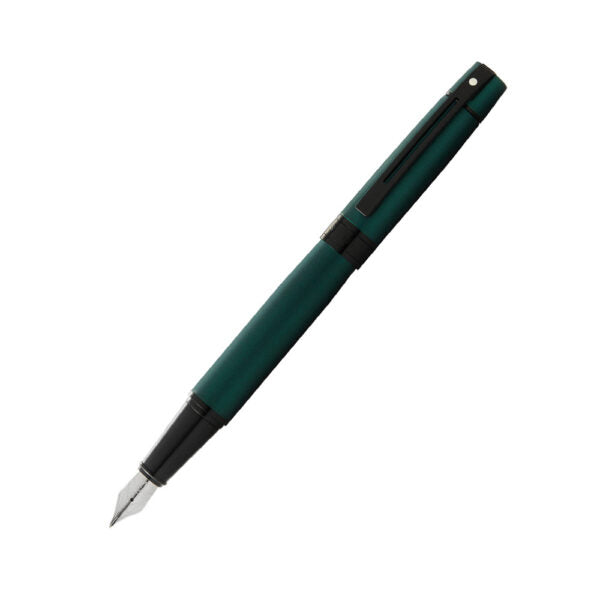 sheaffer-300-9346-matte-green-fountain-pen-with-black-trims-open-view