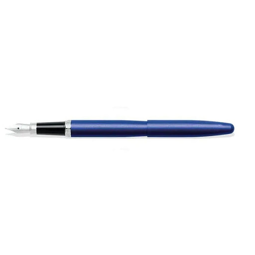 sheaffer-9401-vfm-fountain-pen-neon-blue-with-chrome-trim-side-view