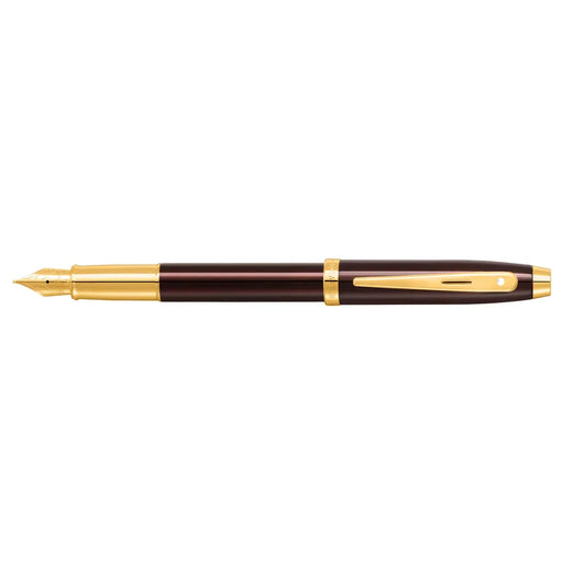 sheaffer-100-9370-glossy-coffee-brown-fountain-pen-with-pvd-gold-tone-trim-side-view