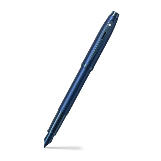 sheaffer-100-9371-satin-blue-fountain-pen-with-pvd-blue-trim-open-view