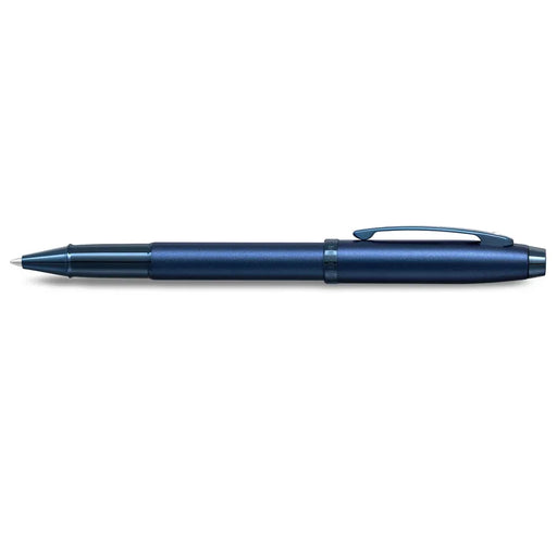 sheaffer-100-9371-satin-blue-rollerball-pen-with-pvd-blue-trim-side-view