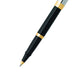 sheaffer-sagaris-9475-gloss-black-barrel-and-chrome-cap-rollerball-pen-with-gold-tone-trim-tip-view