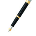 sheaffer-sagaris-9475-gloss-black-barrel-and-chrome-cap-fountain-pen-with-gold-tone-trim-nib-view