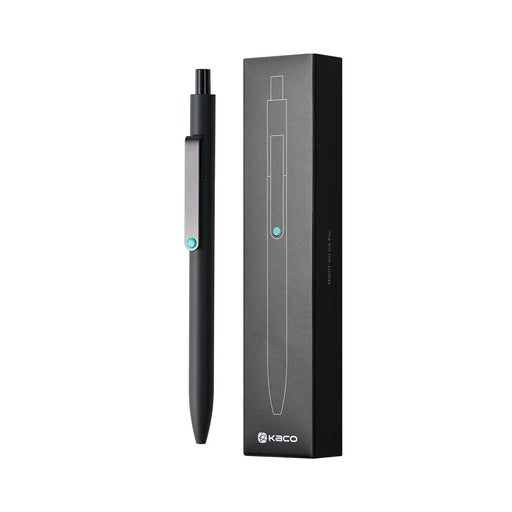 kaco-midot-black-clip-chrome-0.5mm-gel-pen-black/turquoise-pen-with-packaging-view