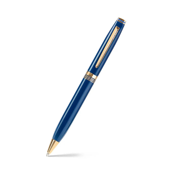 lapis-bard-contemporary-ballpoint-pen-blue-with-gold-trims-front-view