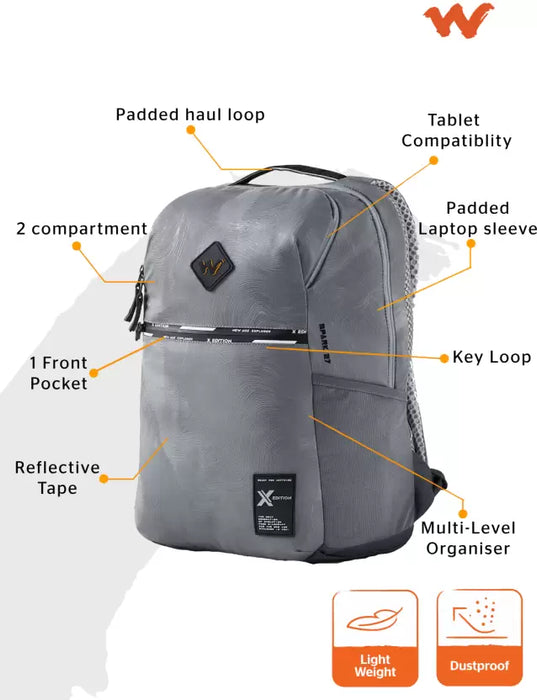 Wildcraft Spark Laptop Backpack 27 L - Topo Grey