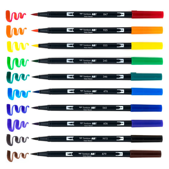 Tombow Dual Brush Pens Set of 10 (Primary)