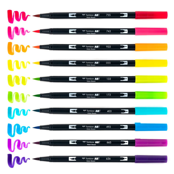 Tombow Dual Brush Pens Set of 10 (Bright)