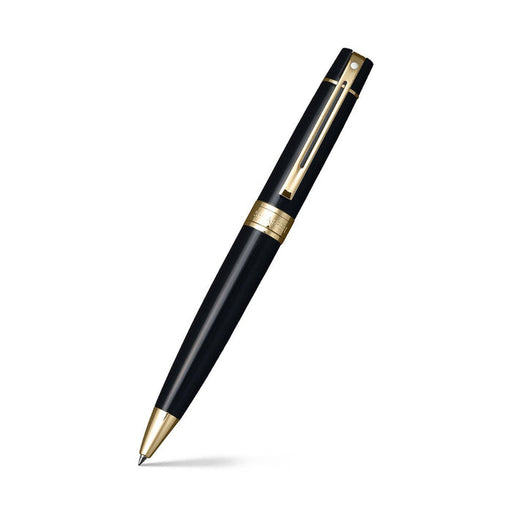 sheaffer-300-9325-glossy-black-ballpoint-pen-with-gold-tone-trim-open-view