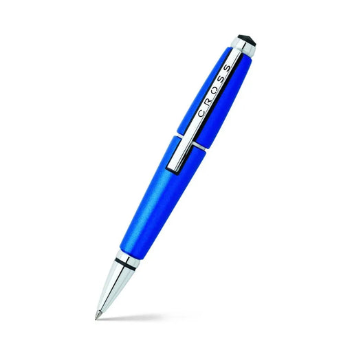 cross-AT0555-3-edge-rollerball-pen-blue-with-chrome-trims-front-view