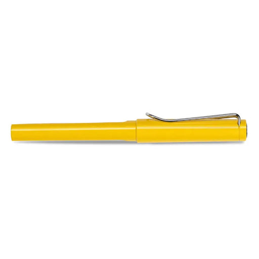 lamy-safari-318-rollerball-pen-yellow-with-chrome-plated-clip-side-view