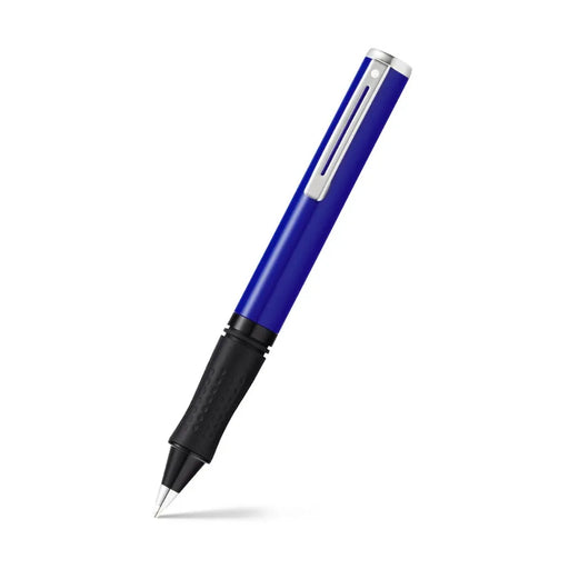 sheaffer-9201-pop-ballpoint-pen-blue-with-chrome-plated trim-open-view