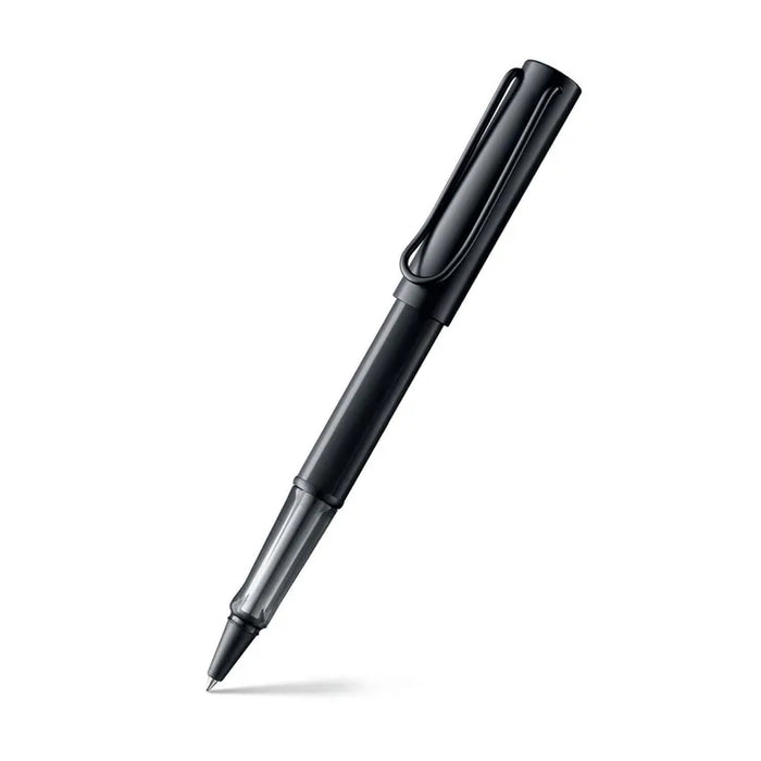 lamy-AL-star-371-black-with-chrome-metal-clip-rollerball-pen-(M)-front-view