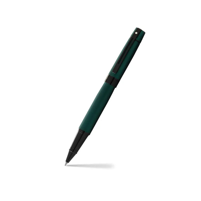 sheaffer-300-9346-matte-green-with-polished-black-trim-roller-ball-pen-open-view