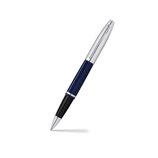 cross-AT0115-3-calais-rollerball-pen-blue-and-chrome-front-view