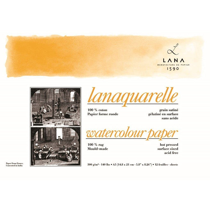 Lana - Lanaquarelle 100% Cotton Hot pressed Watercolour Papers Polypack (300gsm)